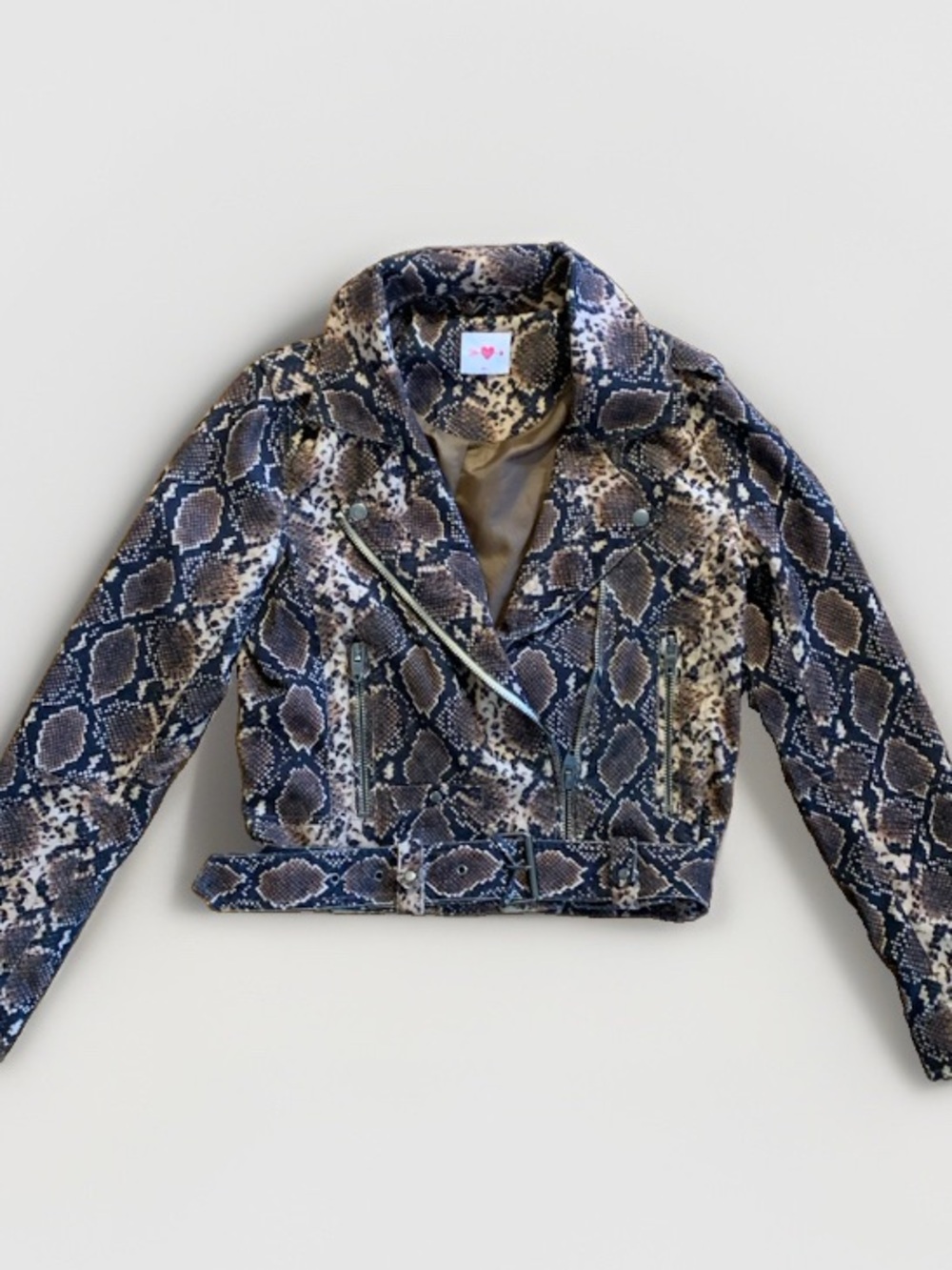 New Buddy Love Snake python Print corduroy Biker Jacket Streetwear